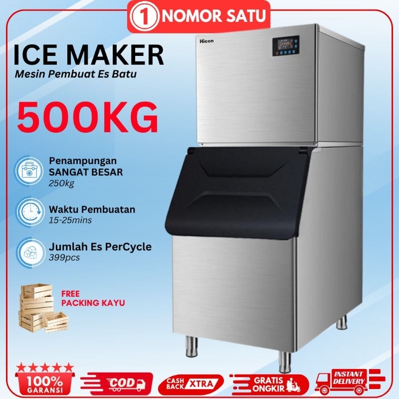 HICON Mesin Es Batu Kristal 500kg/24jam Ice Cube Maker Machine