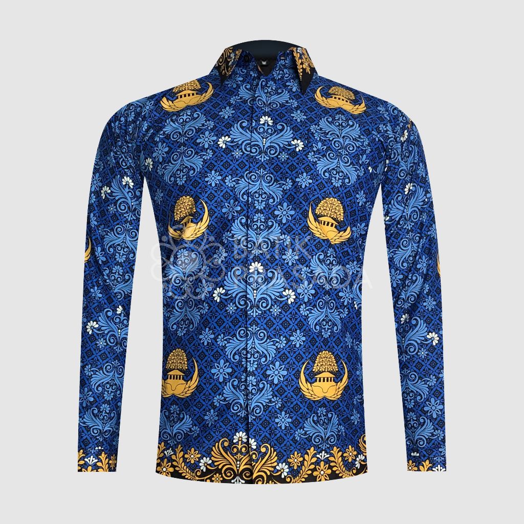 BATIK PRASADA Kemeja Batik Pria Slimfit Katun Premium Lengan Panjang Lapis furing Motif KORPRI