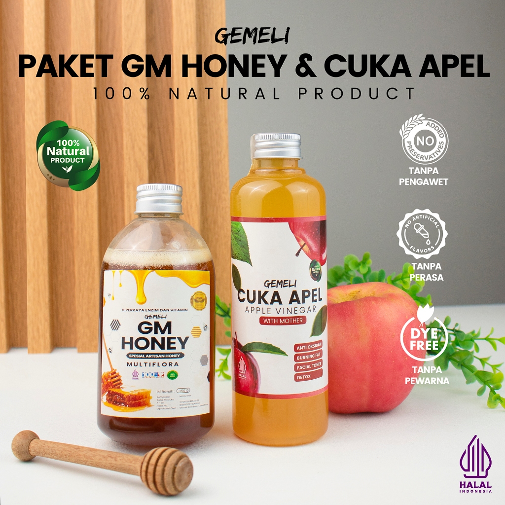 

Cuka Apel Organik 500ml With Mother & Madu Asli Multiflora 350gr - Diet Detoks
