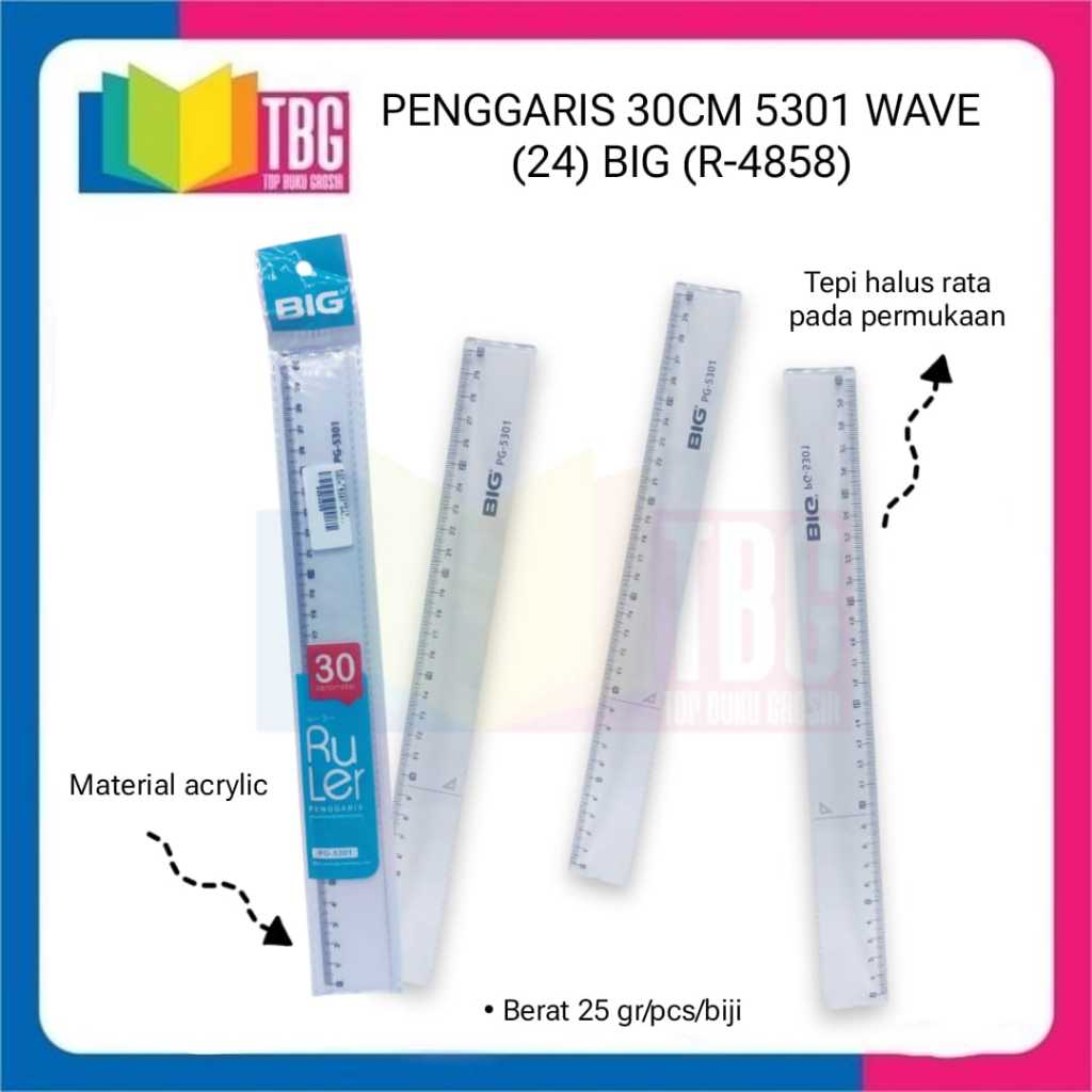 

1 PCS PENGGARIS 30CM 5301 WAVE (24) BIG / PENGGARIS AKRILIK BENING / ACRYLIC RULER BIG (R-4858)