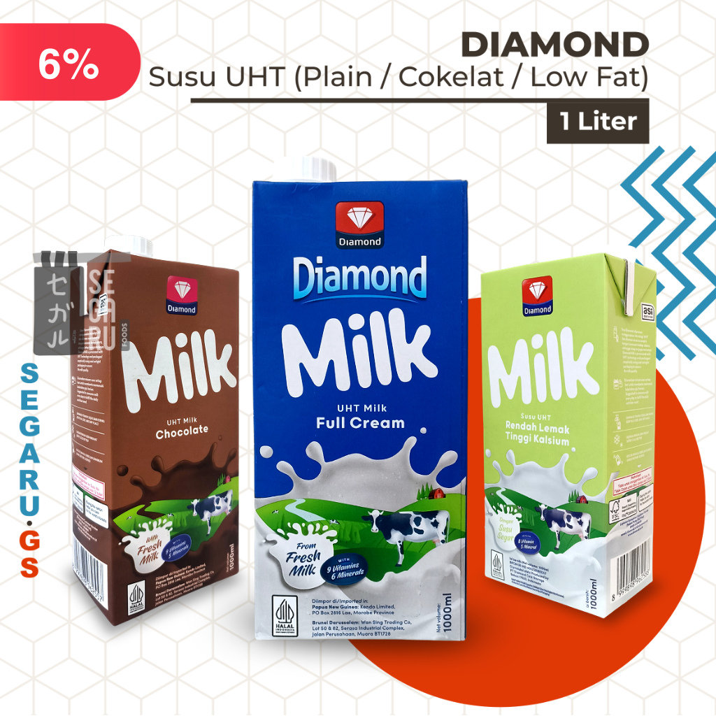 

Susu Diamond UHT Full Cream / Cokelat / Low Fat 1 Liter