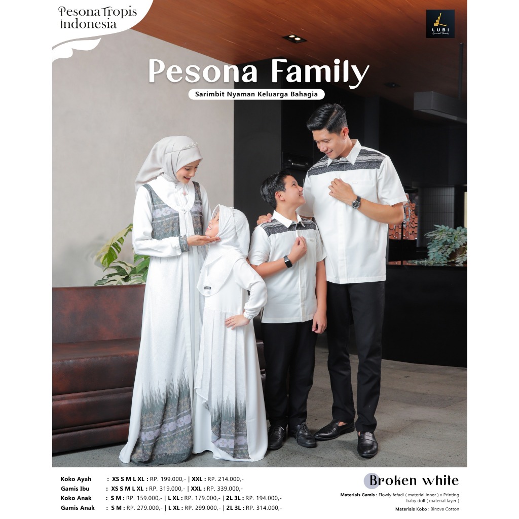 New Family Set Pesona Family Series Broken White By Lubi Bahan Flowly fafadi Mix Baby Doll Printing