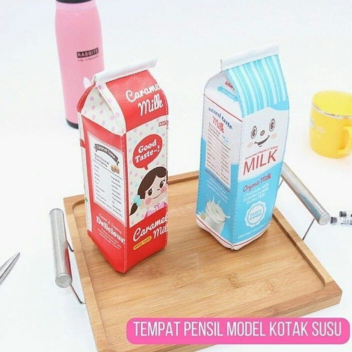 

tempat pensil kotak pulpen susu milk penghapus penggaris rautan unik - Caramel Milk