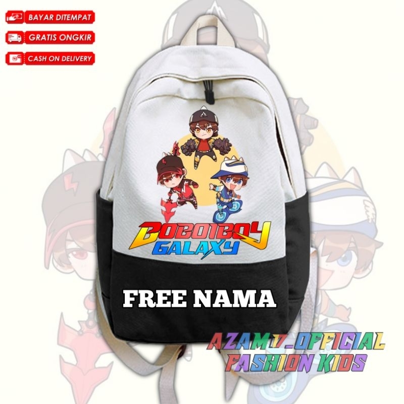 (BISA COD) Tas Ransel Kantong Sekolah Anak TK SD Boboiboy Galaxy All Element Free Nama / Tas Backpac