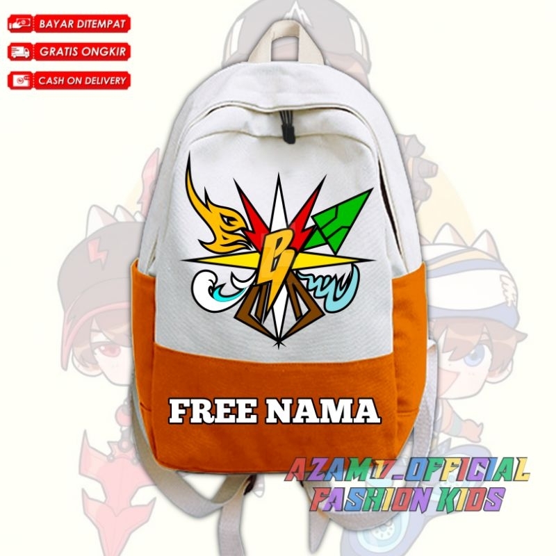 (BISA COD) Tas Ransel Kantong Sekolah Anak TK SD Boboiboy Elemental Free Nama / Tas Ransel Backpack 