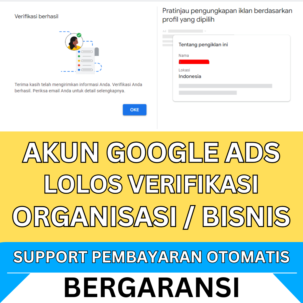 Akun Google Ads Lolos Verifikasi Bisnis ( bukan Personal )