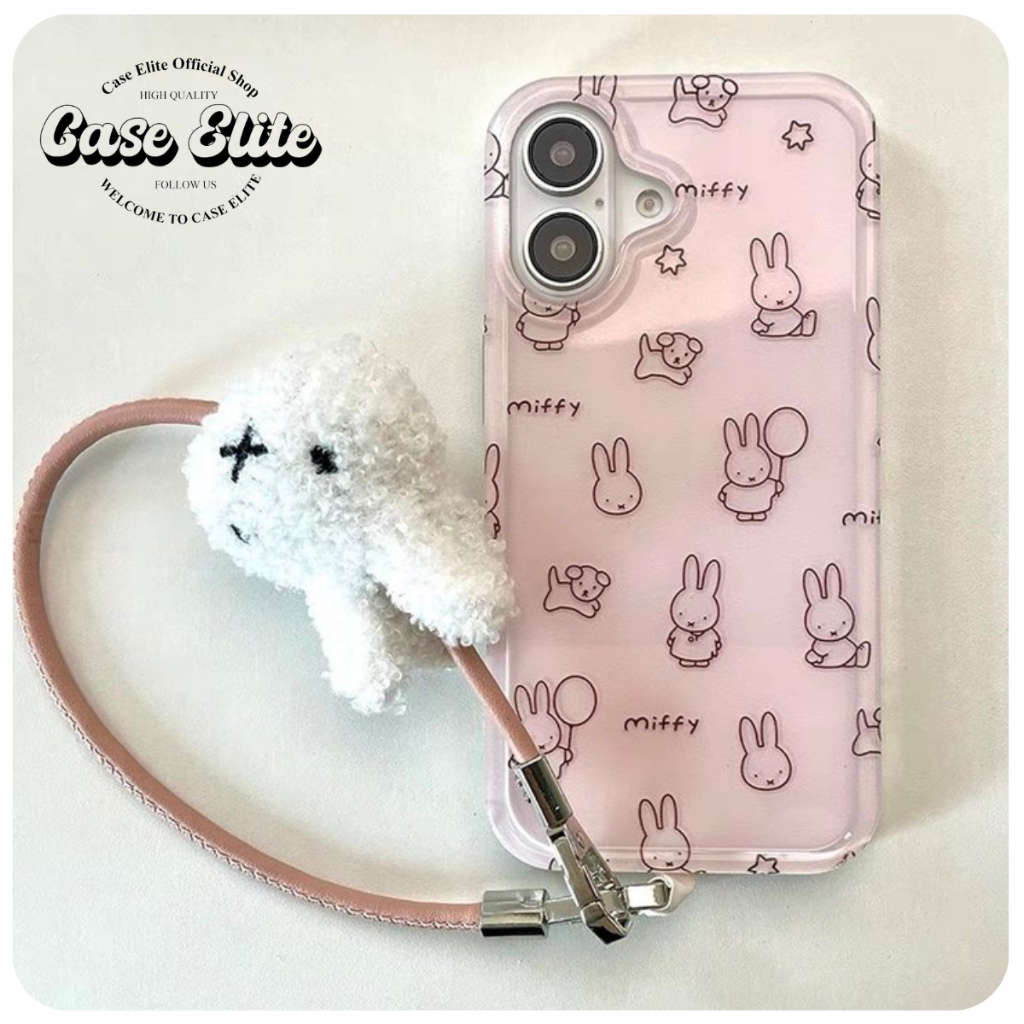 [COD]Miffy Protective Acrylic Case untuk iPhone 11-16ProMax（with miffy lanyard)