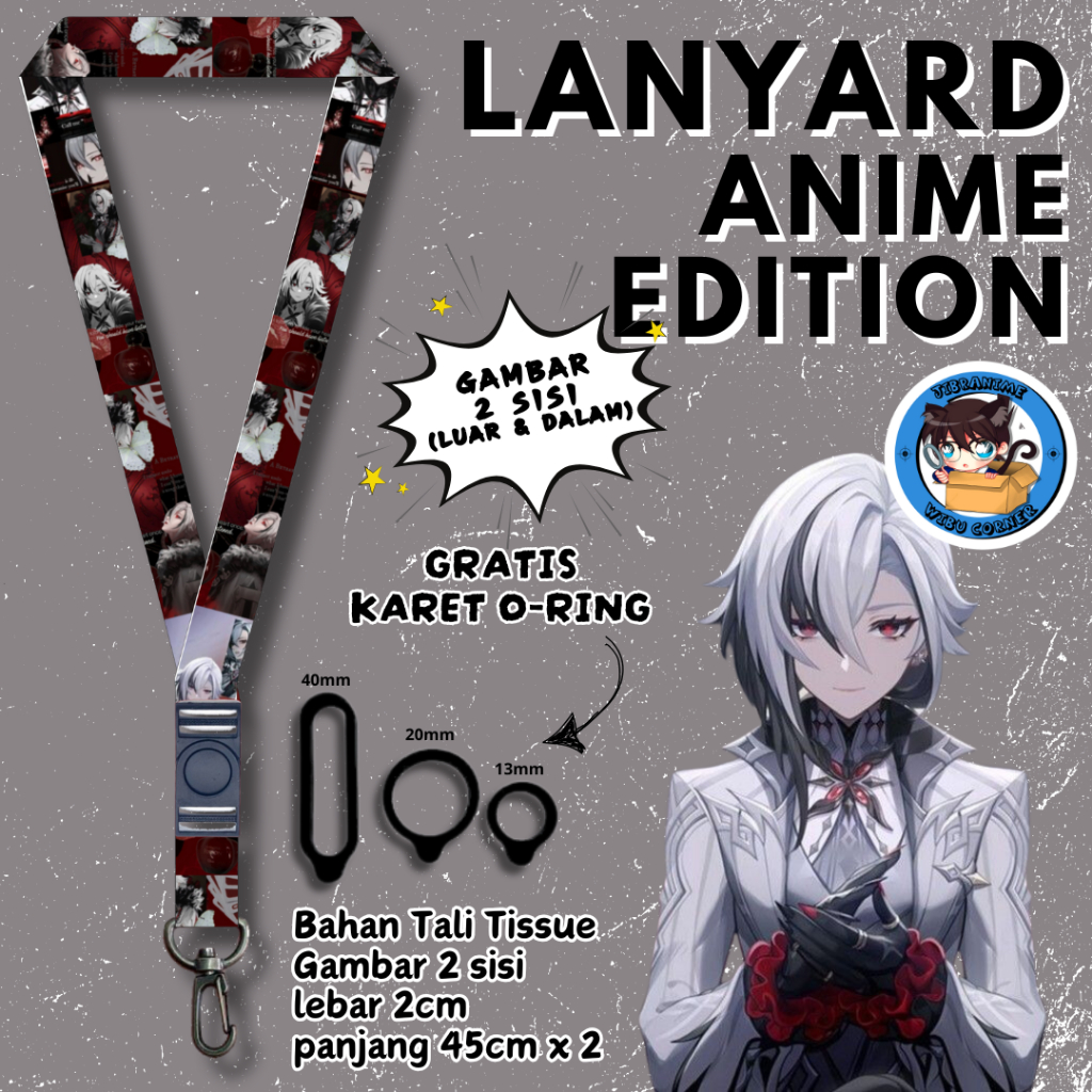 

Lanyard Panjang Anime 2 Sisi / The Knave Genshin Impact / gantungan kunci layard keychain