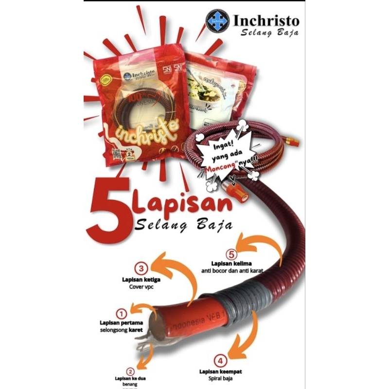 Selang LPG Inchristo Baja Merah