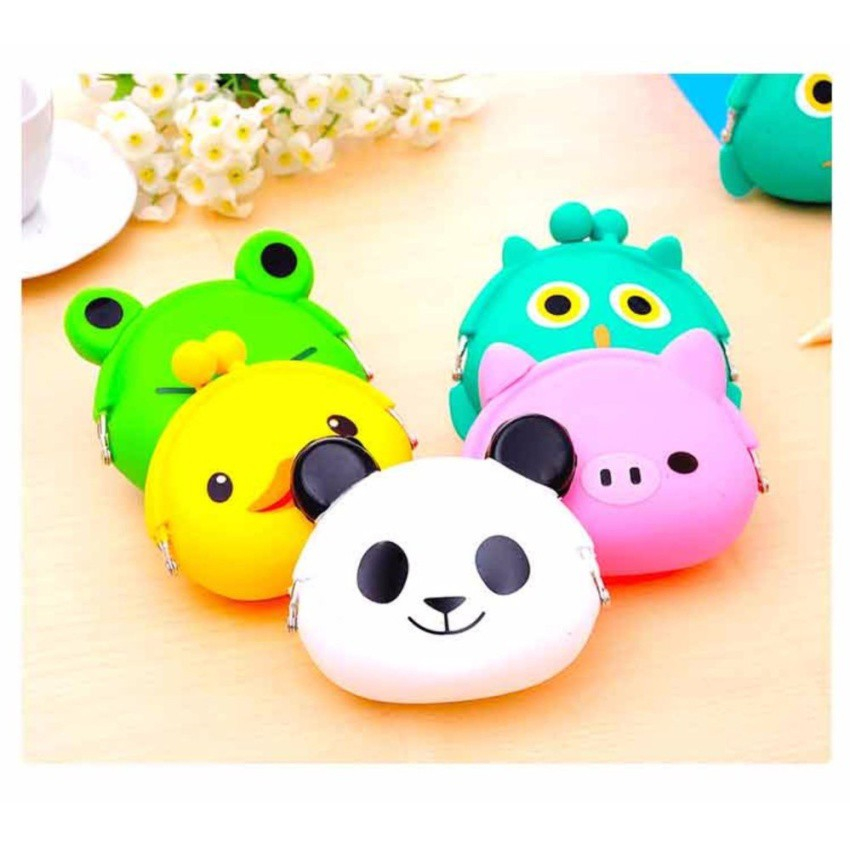 Dompet koin kecil bahan silikon motif hewan lucu import