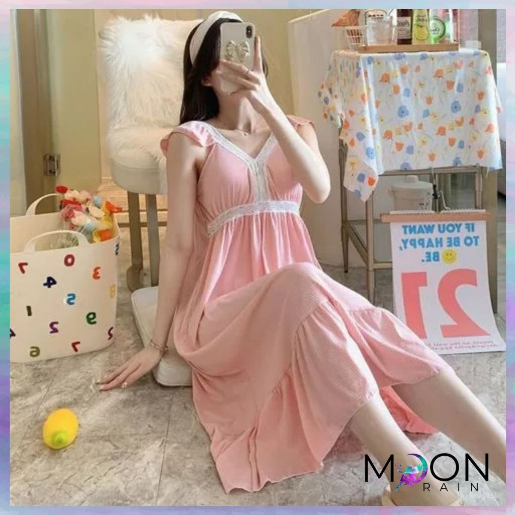 Daster Longgar Korea Pakaian Wanita Baju Tidur Wanita Import Bahan Polyester Ukuran Fit To XL Tanpa 
