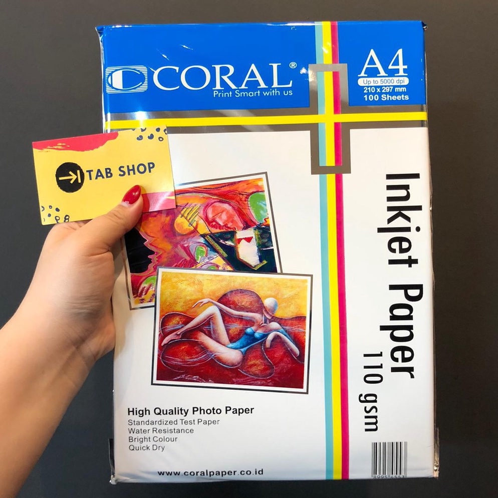 

hc Readystock TAB SHOP CORAL INKJET PAPER 11 GSM 1 SHEETS A4 CORAL KERTAS INKJET 11 GSM 1 SHEETS A4 D66