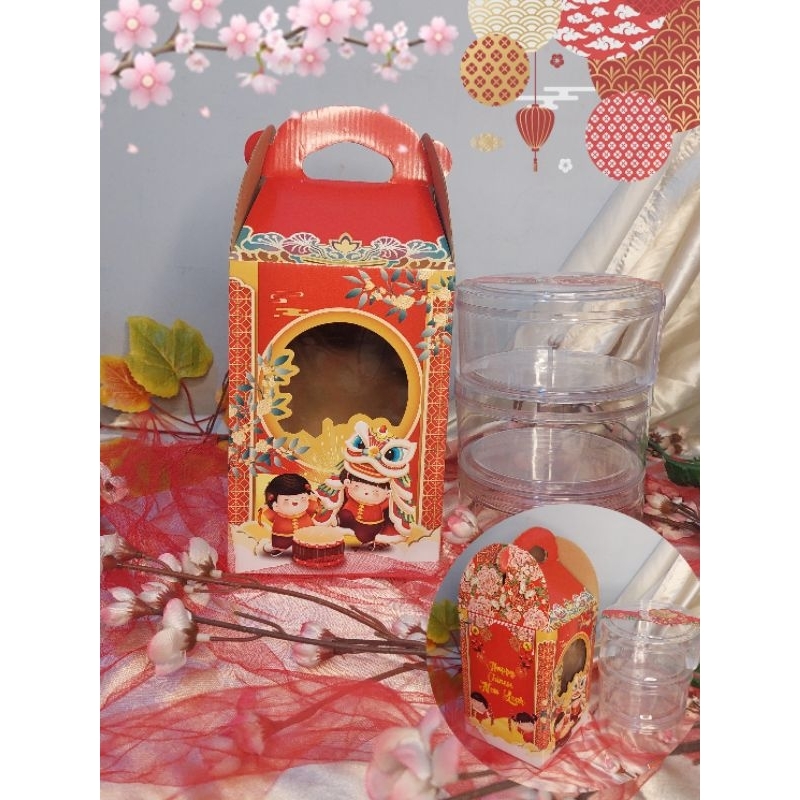 

TP3 box kotak hampers imlek dus toples kue imlek isi 3 toples