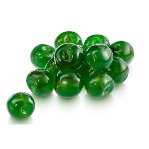 

GREEN Cherry Ceri Hijau Utuh Tanpa Tangkai Topping Black Forest isi 10