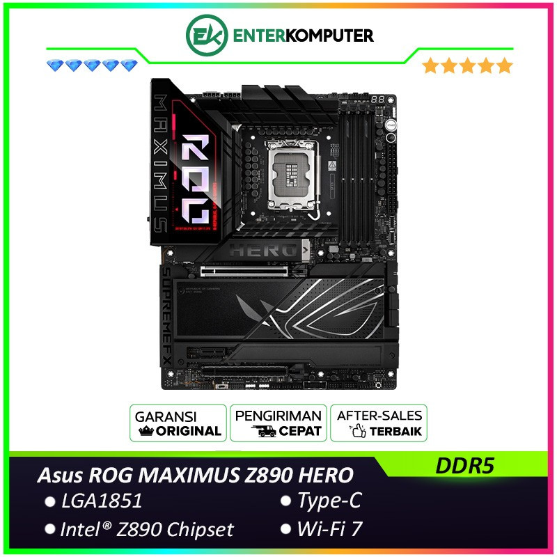 Asus ROG MAXIMUS Z890 HERO - LGA1851 Z890 DDR5 USB3.2 Gen2x2 Type-C SATA3 - Motherboard