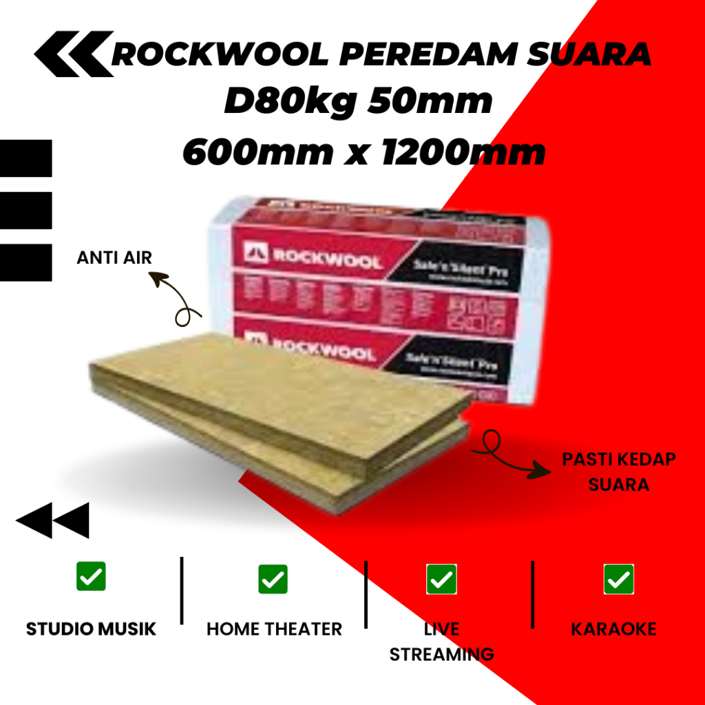 ROCKWOOL D80KG 50MM PACK ( 6 PCS ) PEREDAM SUARA | ROCKWOOL PEREDAM PANAS | ROCKWOOL MALAYSIA IMPORT