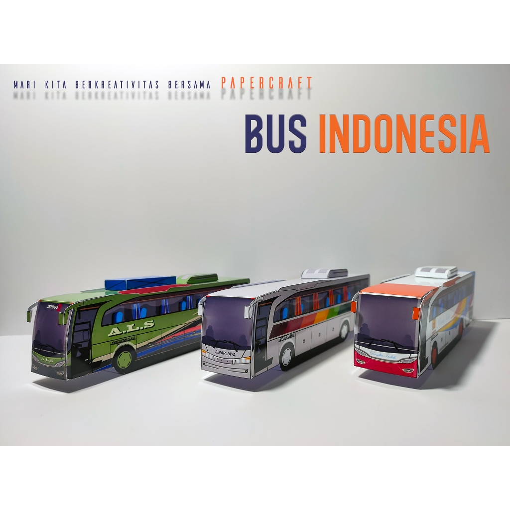 3D Papercraft Bus Indonesia PO Haryanto Eka ALS Harapan Sinar Jaya Pahala Kencana Rosalia Indah Pola