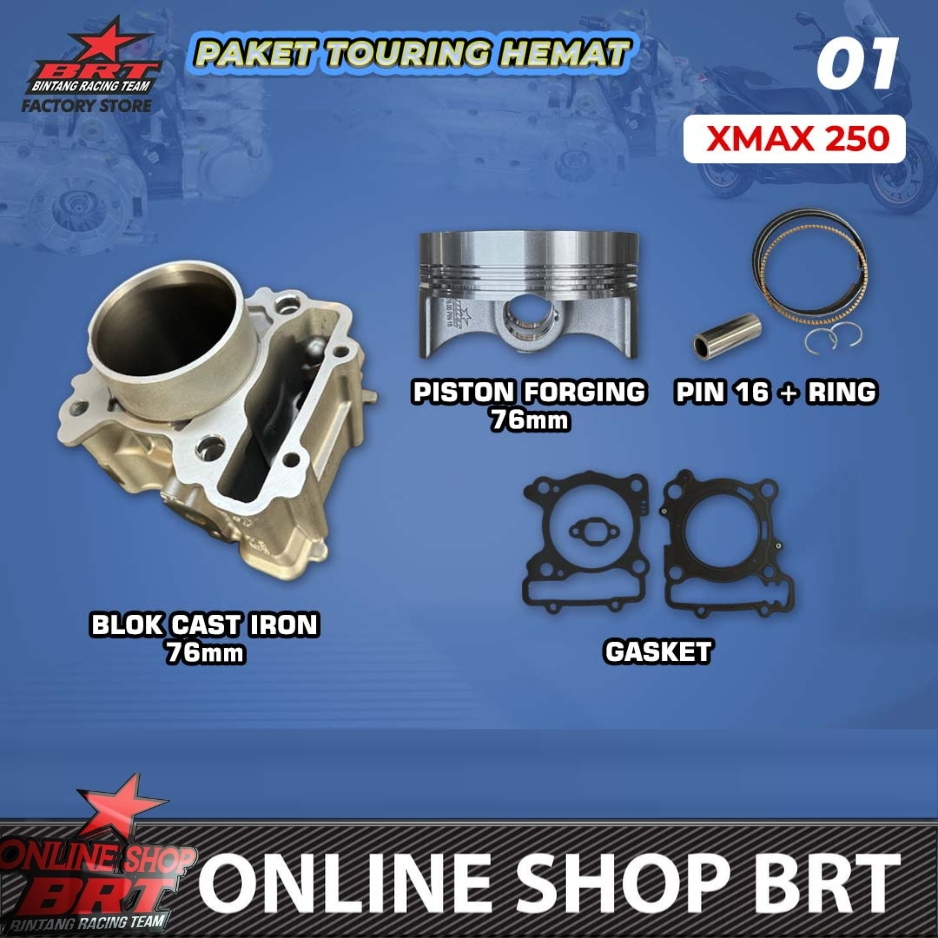 BLOK SET PISTON CAST IRON 76 mm BRT XMAX 250 OLD NEW XMAX 300
