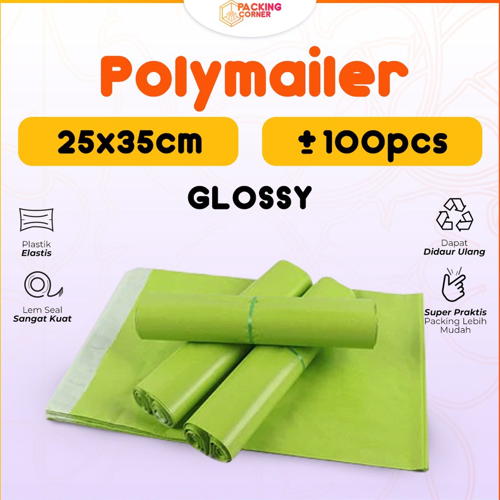 

bz Terkini Plastik Packing Olshop Online Shop ol on shop Polymailer Warna Hijau Muda 25x35 isi 1 pcs Tebal Glossy MURAH I84