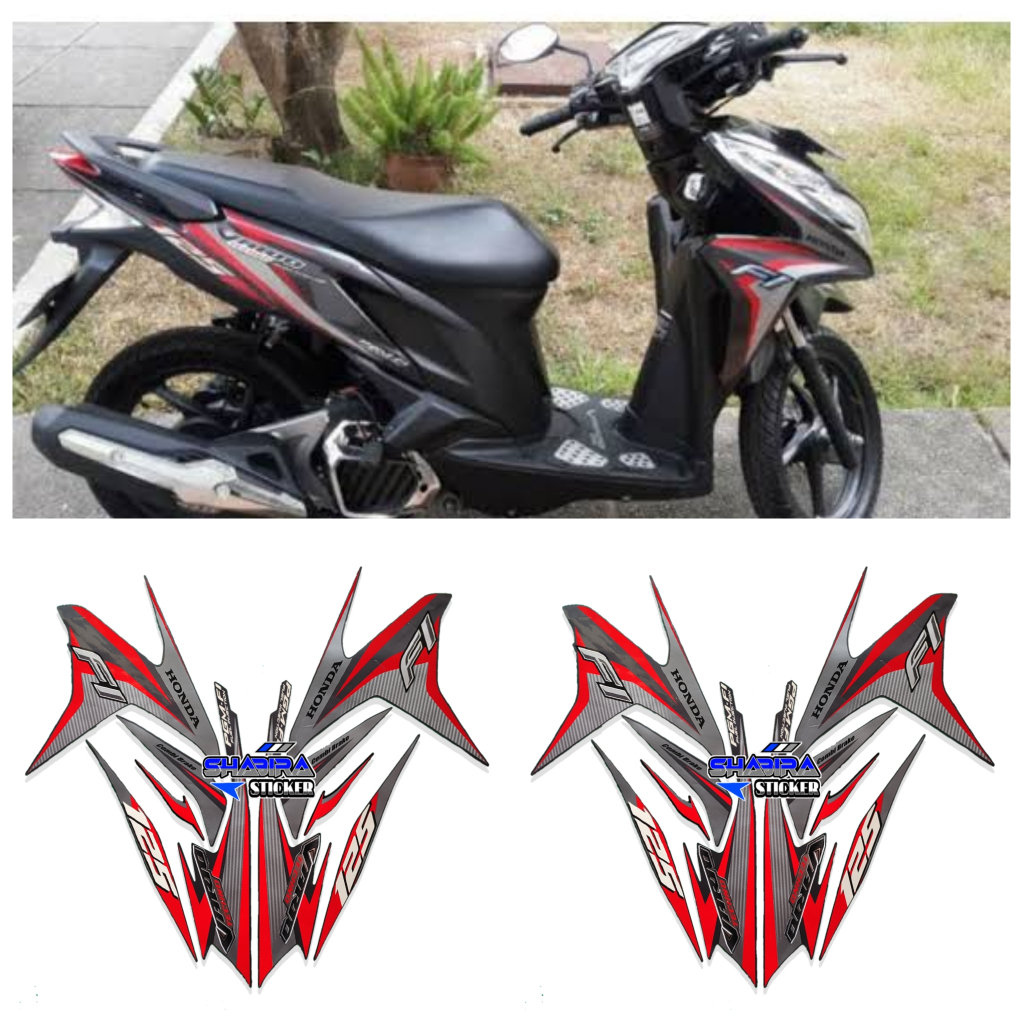 STIKER STRIPING LIS LES POLET BODY MOTOR HONDA VARIO TECHNO 125 FI 2014 ABU FULLSET