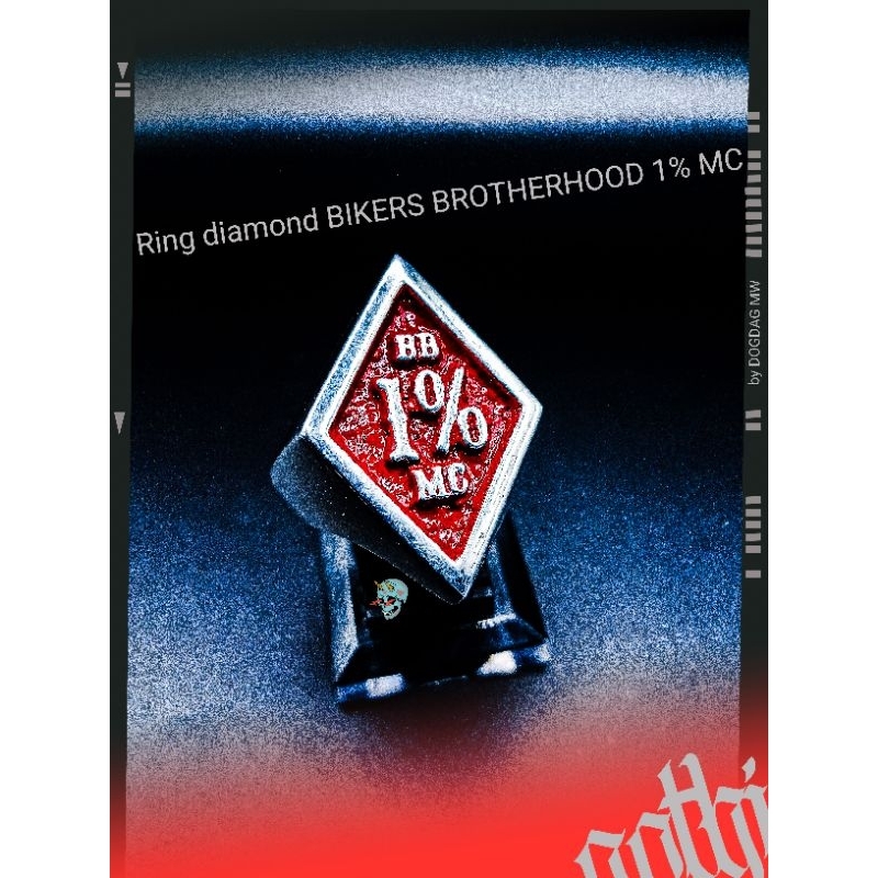 Cincin Ring Diamond BB 1% MC Pewter Original Bikers Brotherhood 1% MC