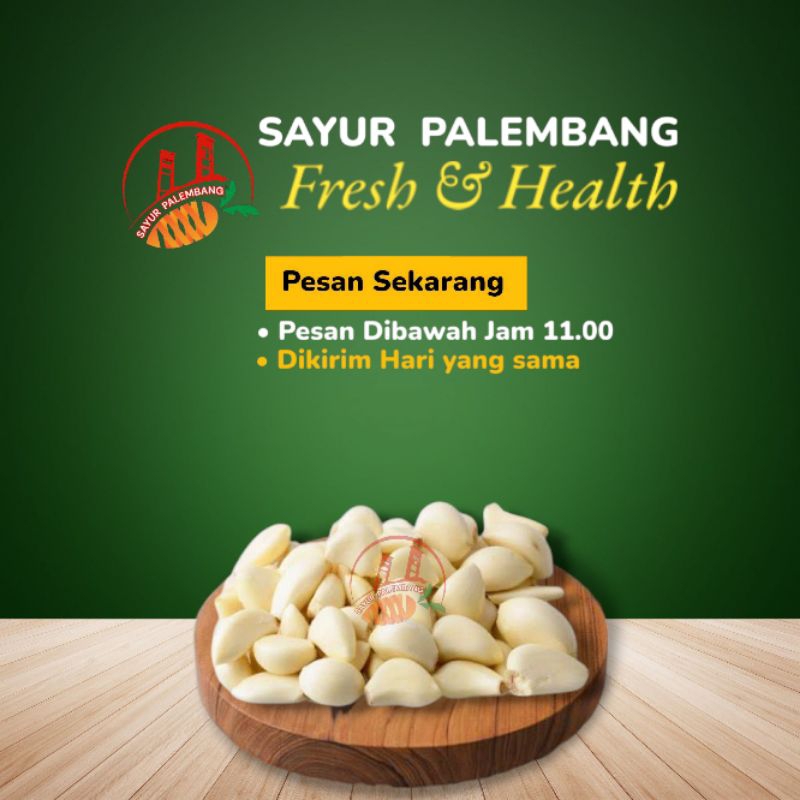 

Bawang Putih Kupas 100Gram - Sayur Palembang