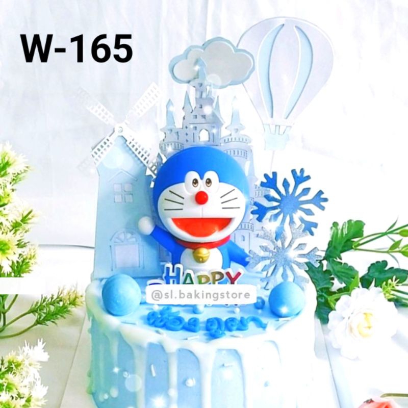 W-165 TOPPER DORAEMON BIRU PINK/HIASAN CAKE DORAEMON BIRU PINK/DORAEMON TOYS