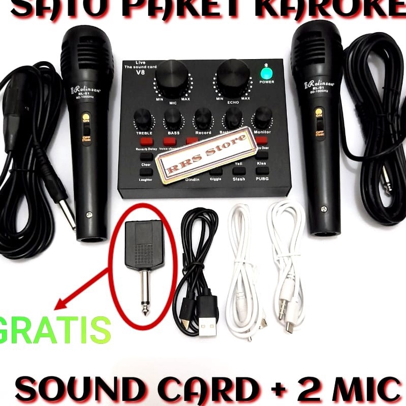 FG2 ALAT KAROKE SATU Mixer m mic BAGUS sondcad sonkad Soundcard Broadcast Microphone V8  V8bluetooth