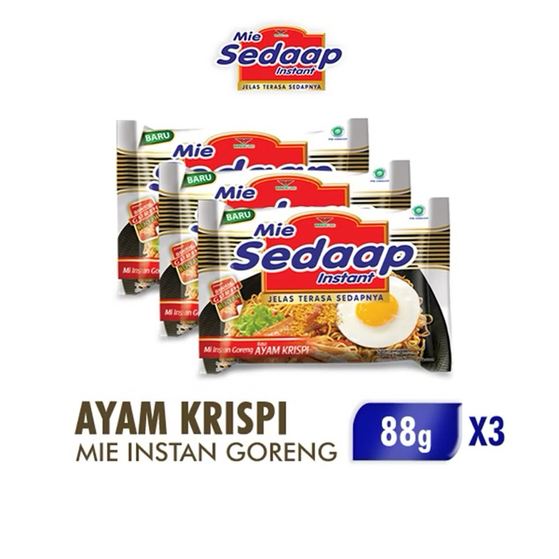 

Sedaap Mie Instan Goreng Ayam Krispi Bag 88 gr X3