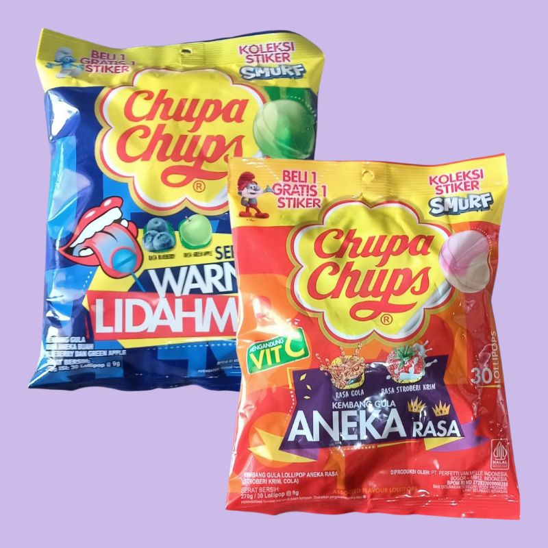 

CHUPA CHUPS Aneka Rasa Warna Lidahmu Permen Vitamin C Lolipop Refill 270gr [30 pcs/sak]