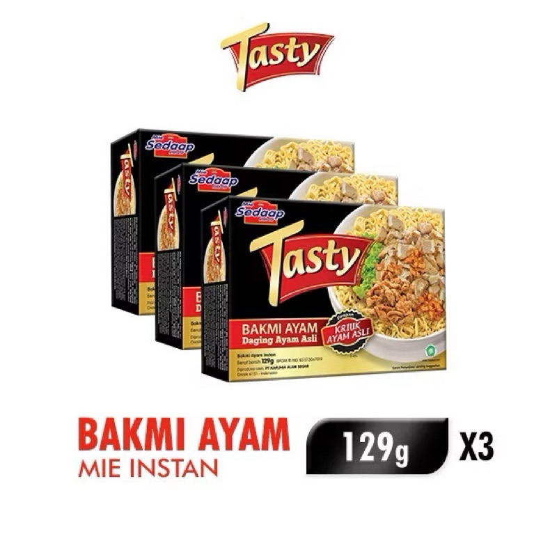 

Sedaap Tasty Mie Instan Bakmi Ayam Bag 129 gr X3