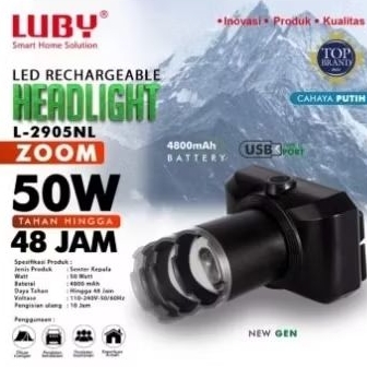 Luby Senter Kepala ZOOM 50w 50watt L-2905NL L-2905NK Putih/Kuning