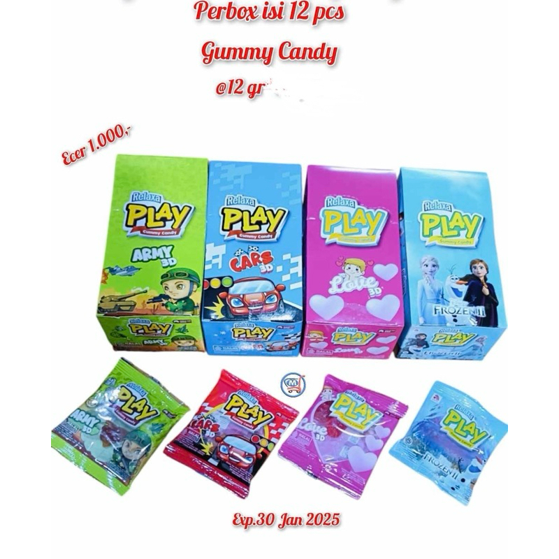 

PROMO GEDEN PERMEN RELAXA PLAY GUMMY PERBOX ISI 12 PCS | BANYAK VARIAN RASA