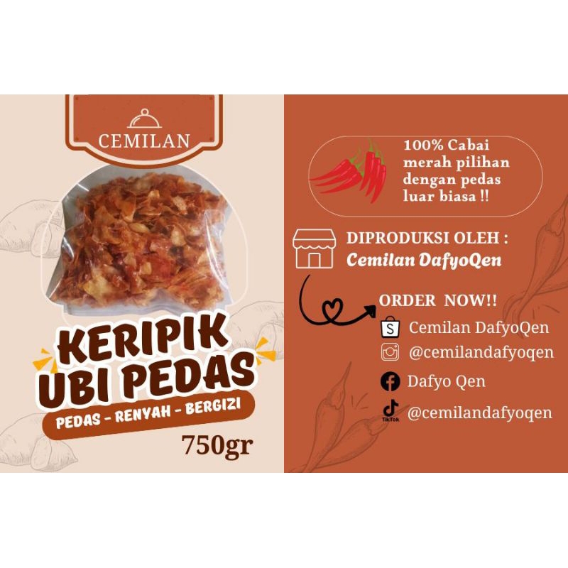 

750 Gram Keripik Ubi Pedas Renyah Gurih