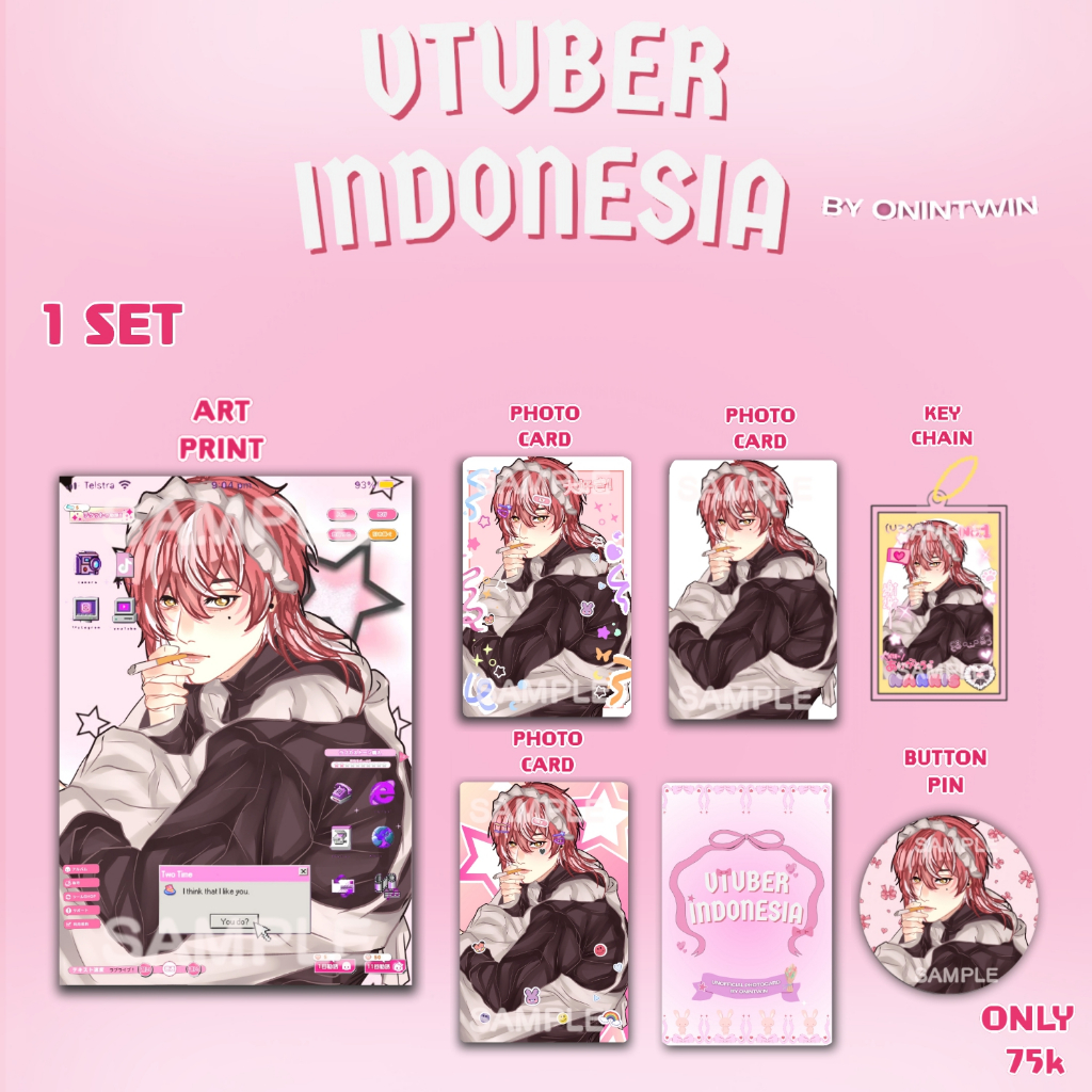 Vtuber Indonesia Maid 1 SET photocard by onintwin / keychain / button pin / art print / sol4ce / sol