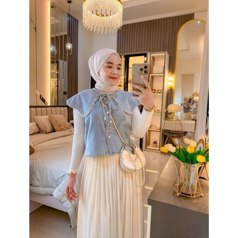 Atasan Rompi Wanita Jeans Tanpa Lengan Fashion Wanita Kekinian