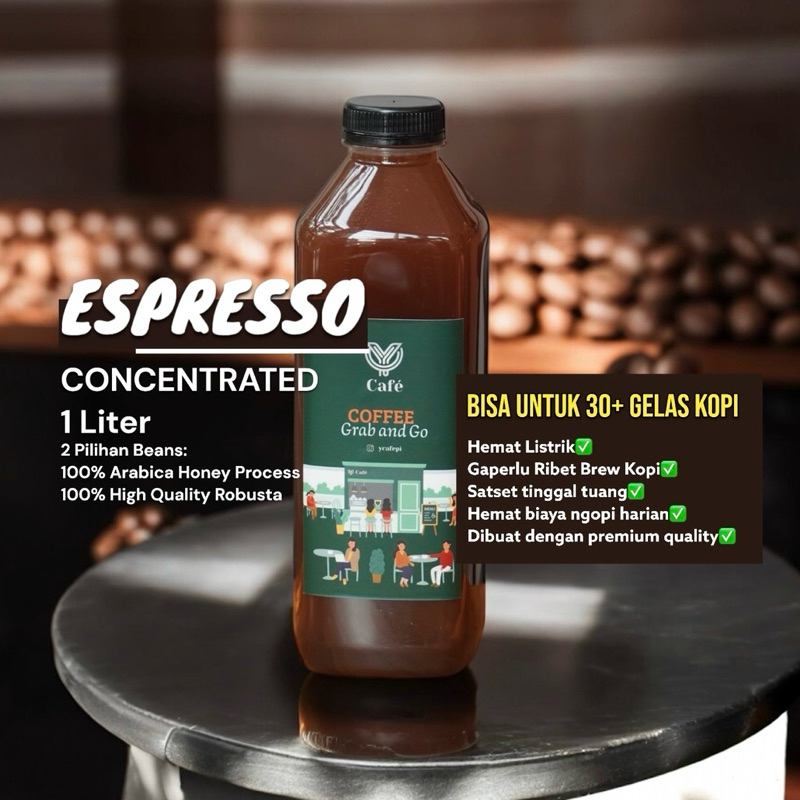 

Espresso Cair - Konsentrat Kopi 1 Liter untuk Minuman Kopi Susu Kekinian - Y Cafe Pondok Indah