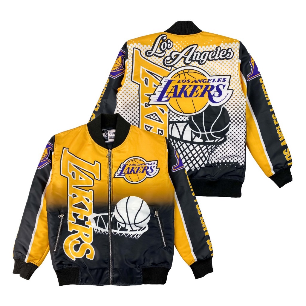 Jaket Bomber  Lakers Full Printing Pria Wanita -Jacket Varsity Terbaru Original