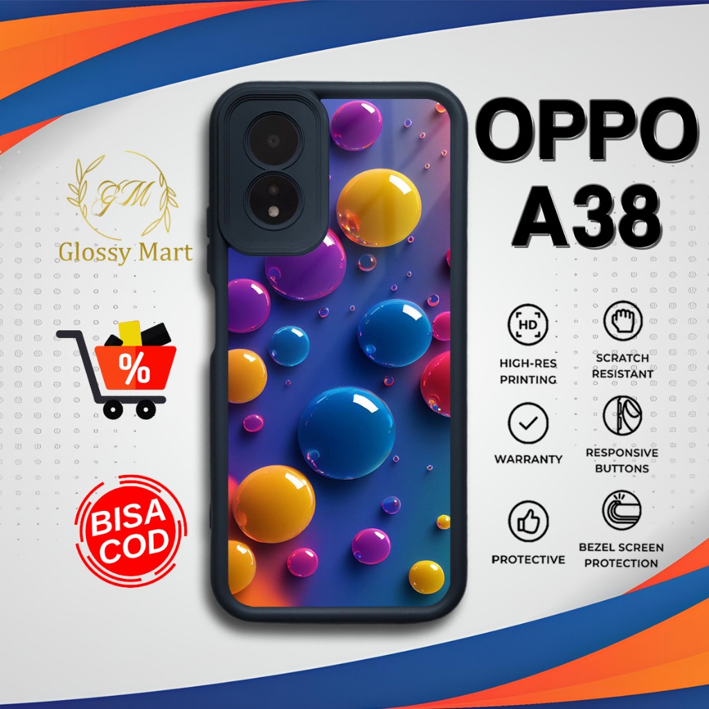 GlossyMart88 Case Oppo A38 Terbaru [Bubble] Casing Oppo A38 Hardcase Softcase Premium Glossy