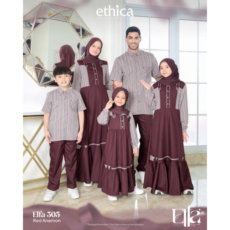 ETHICA SARIMBIT KELUARGA GAMIS KOKO COUPLE LEBARAN 2025 ELFA 305 RED ANEMON