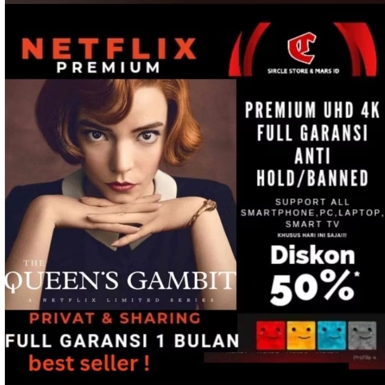 PREMIUM NETFLIX 1 BULAN ANTI SCREEN LIMIT 100% FULL GARANSI AMANAH PASTINYA