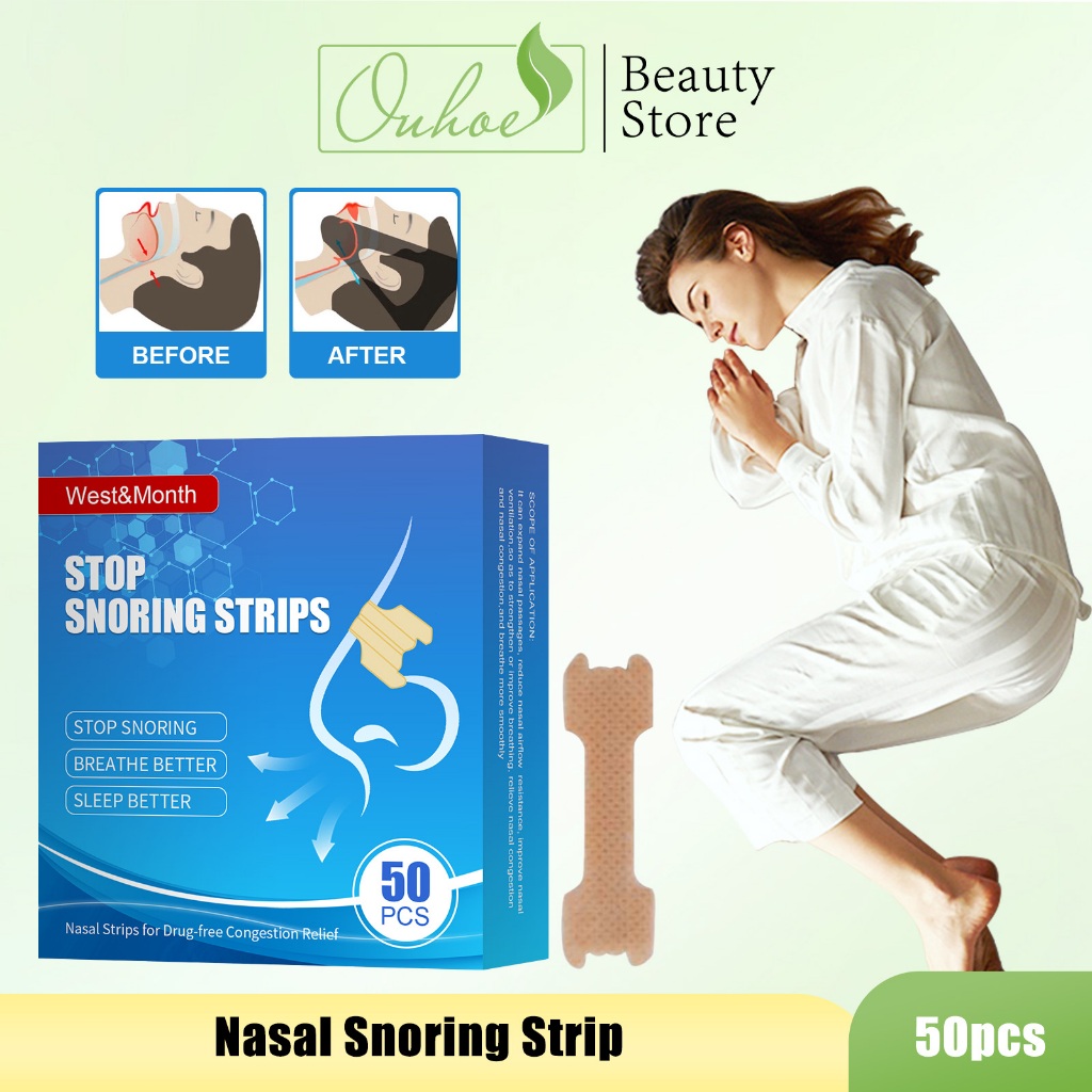 【100%ORI/Beli 4 Gratis 3】Nasal Snoring Strip 50pcs Anti-Snoring Nasal Strip Stop Snoring Strip Anti 
