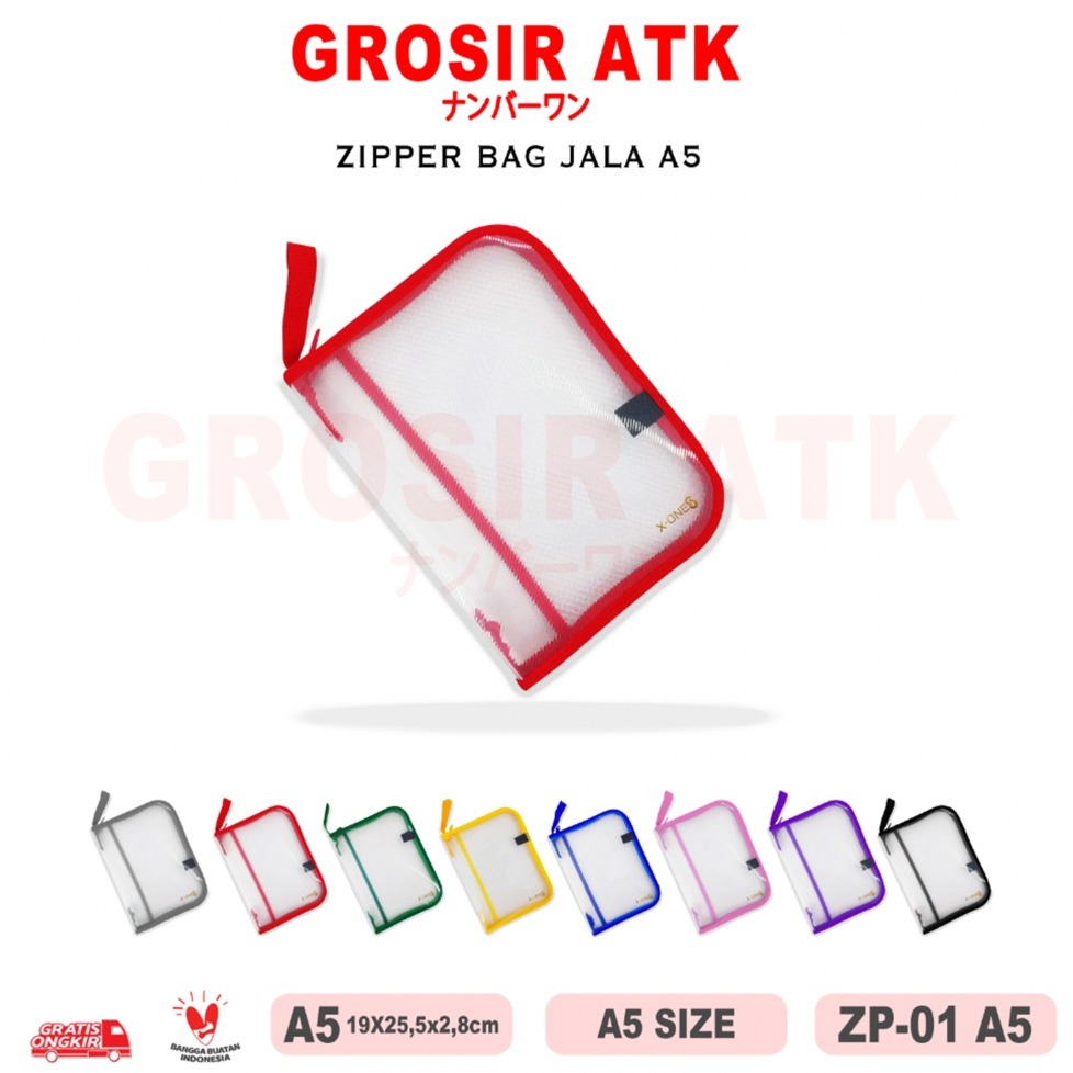 

Grosir ATK-ZIPPER BAG JALA JARING A5 ZIPPER BAG DOKUMEN ISI 6PCS