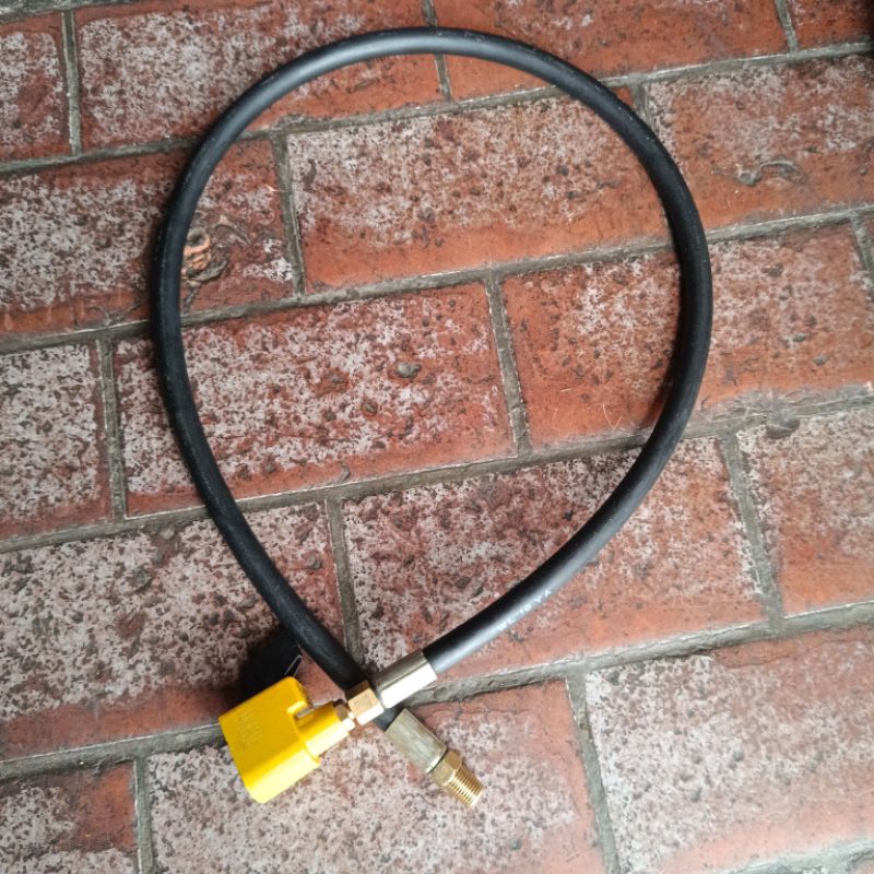 selang gas pigtail drat 1/4" + regulator vertikal