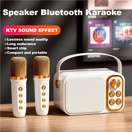 Moreandshopp - Microphone Speaker Bluetooth Karaoke Set/2 Microphone Portable Wireless Mini Speaker