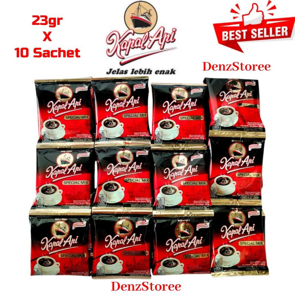 

Kopi Kapal Api Special Mix 23gr x 10 Sachet / Kopi Hitam+Gula Bubuk Special Mix 1 Renteng ISI 10