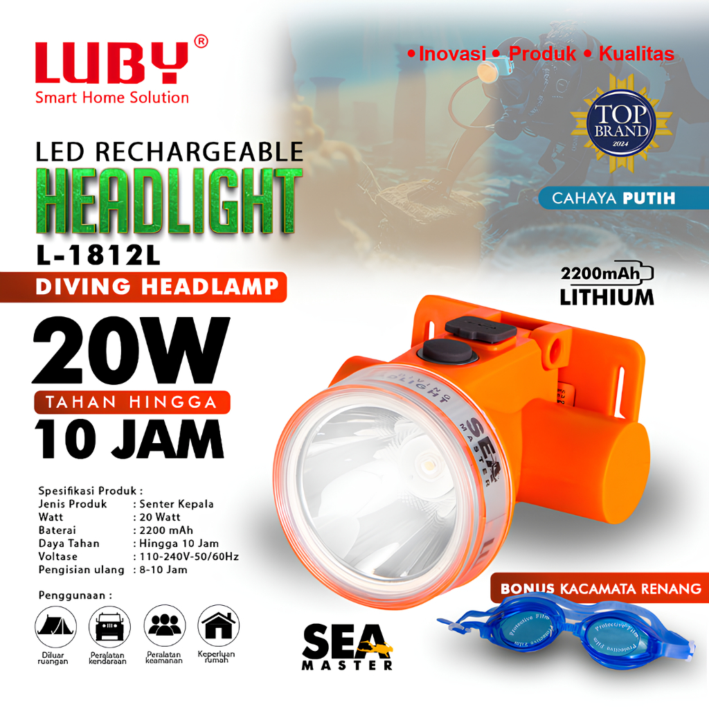 SENTER KEPALA LUBY L-1812L 20W