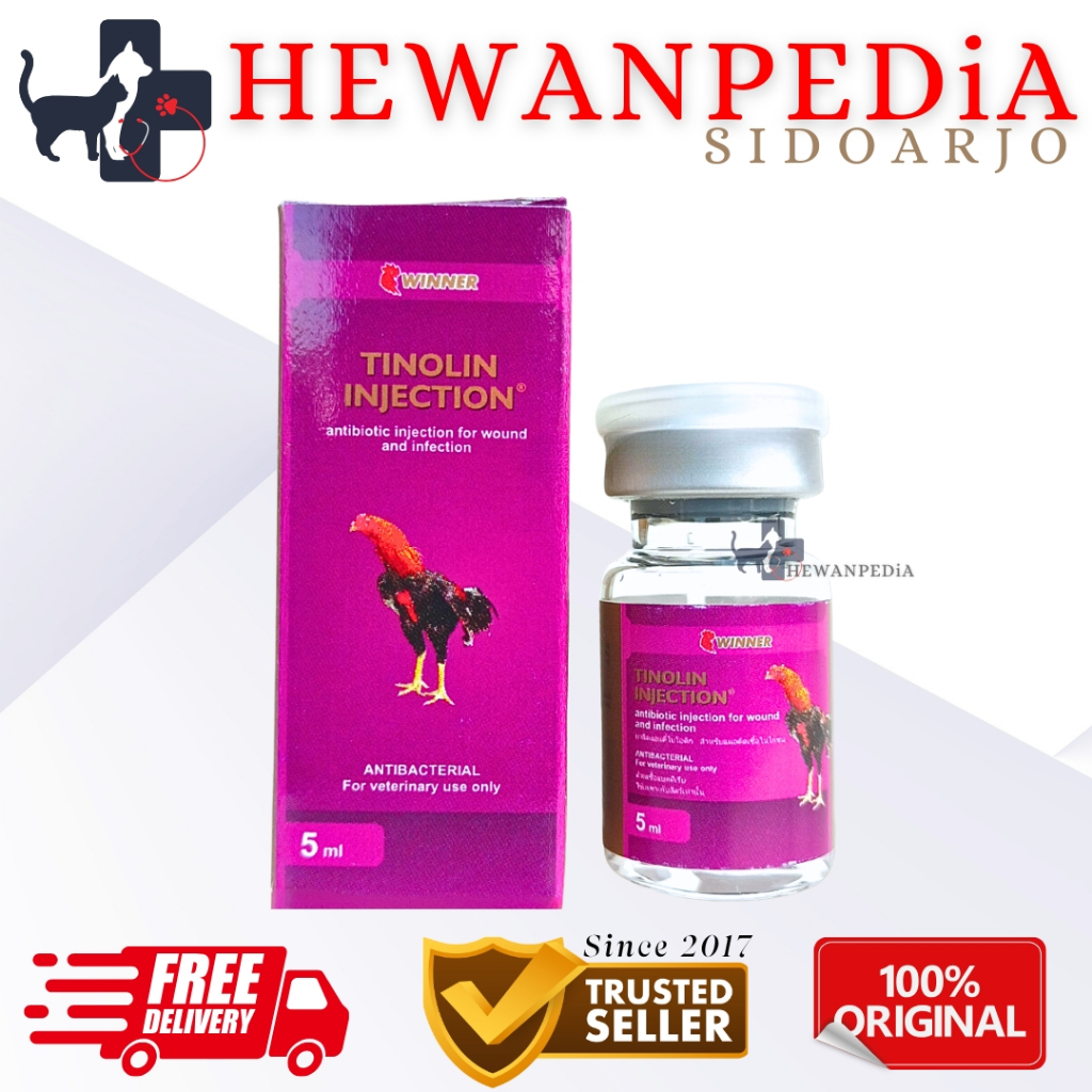 TINOLIN INJECTION 5 ml MEDION - Obat Penyembuh Luka Infeksi Ayam Aduan Ayam Laga Pasca Bertarung