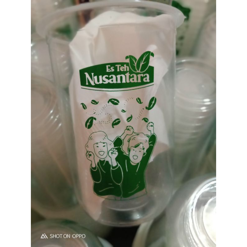 (500pcs) sablon gelas cup plastik custom 16oz,14oz,12oz oval