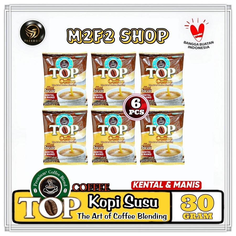 

TOP Premium Coffee Blend Kopi Serbuk Susu Kental & Manis Sachet - 30 gr (Kemasan 6 Pcs)